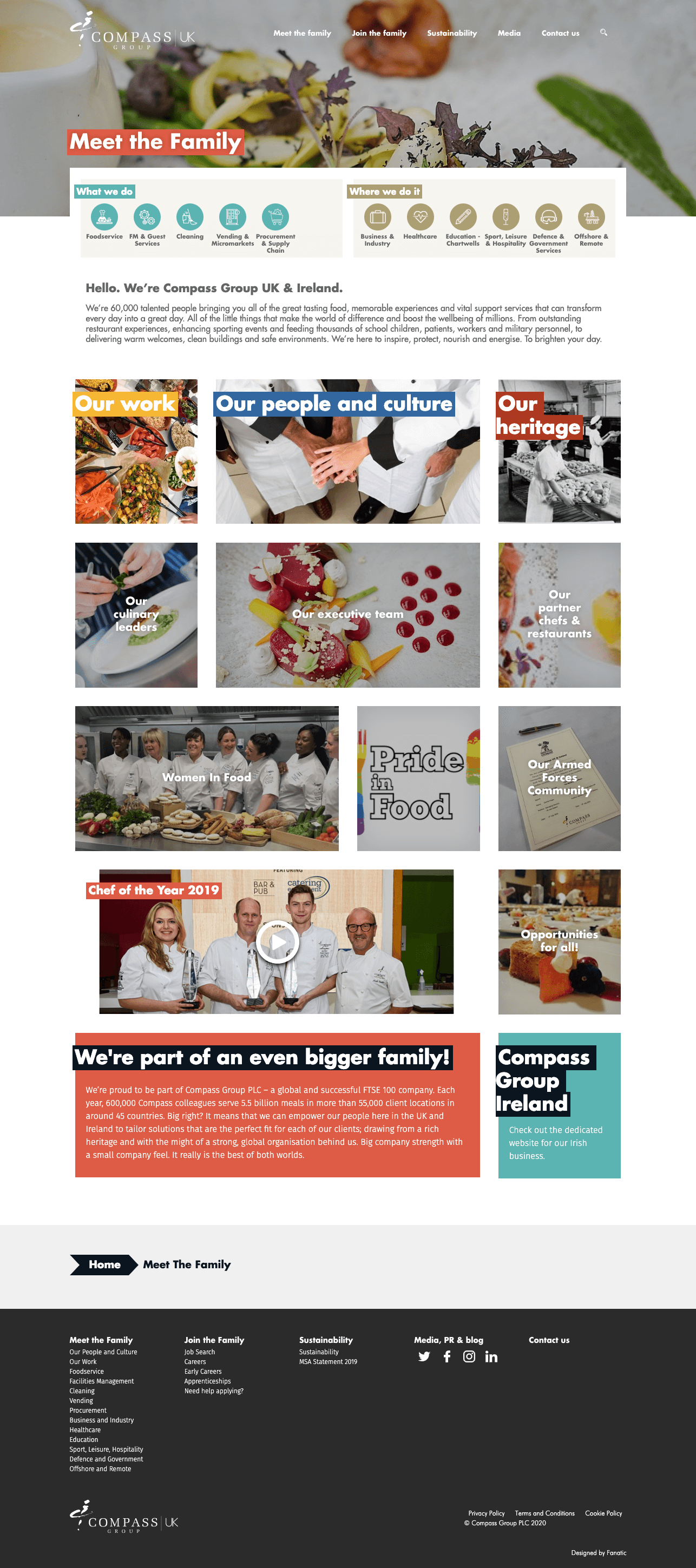 Screenshot of Compass Group homepage