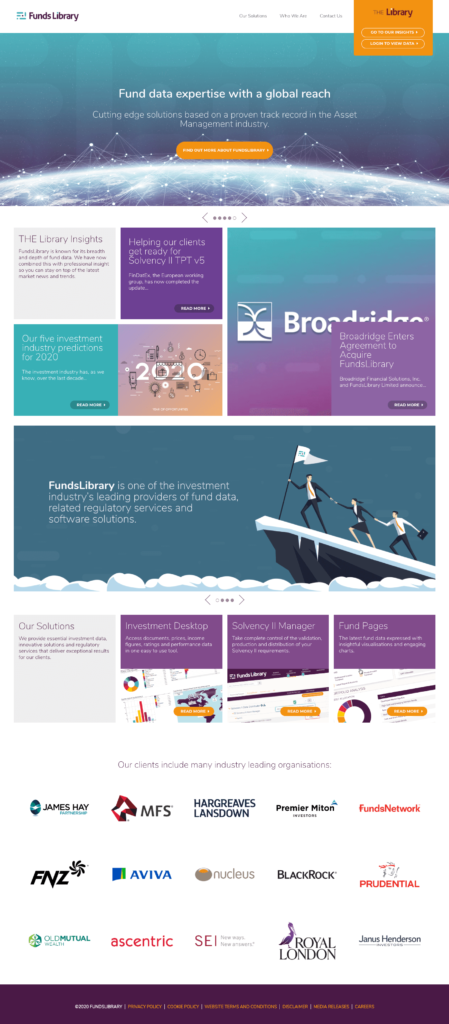 Screenshot of Funds Library homepage