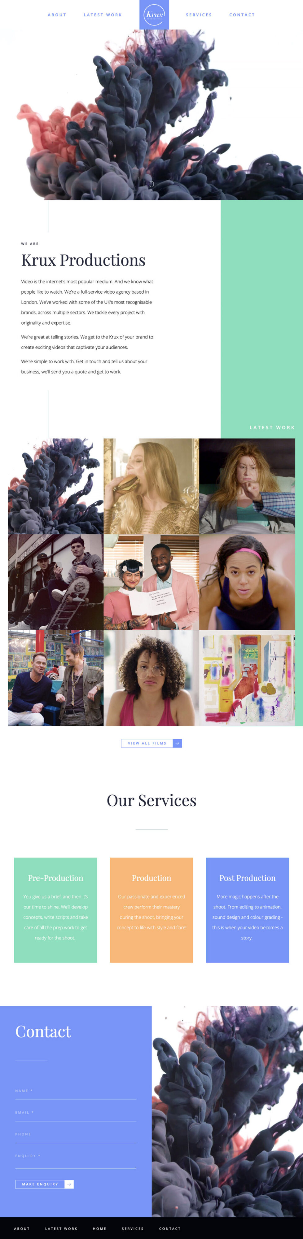 Screenshot of Krux homepage