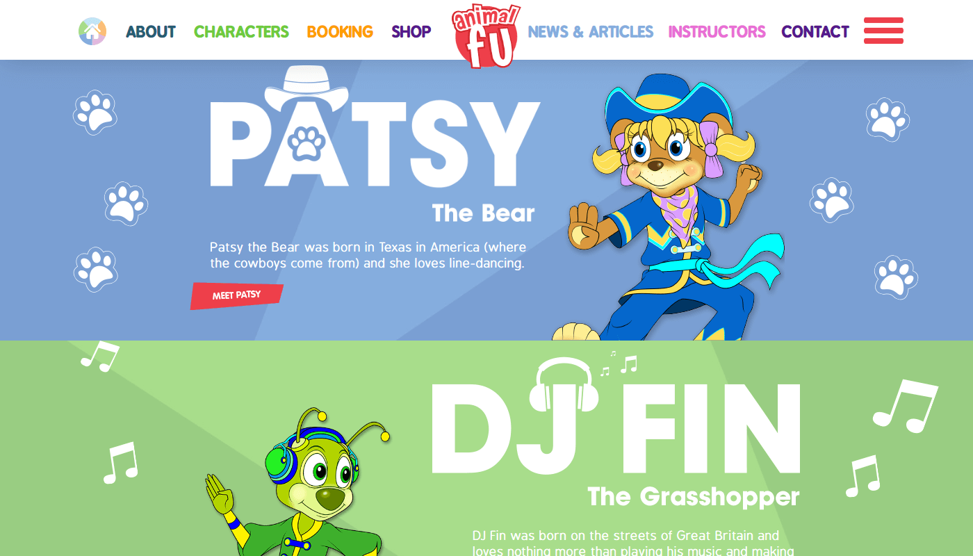 Screenshot of animal fu Homepage