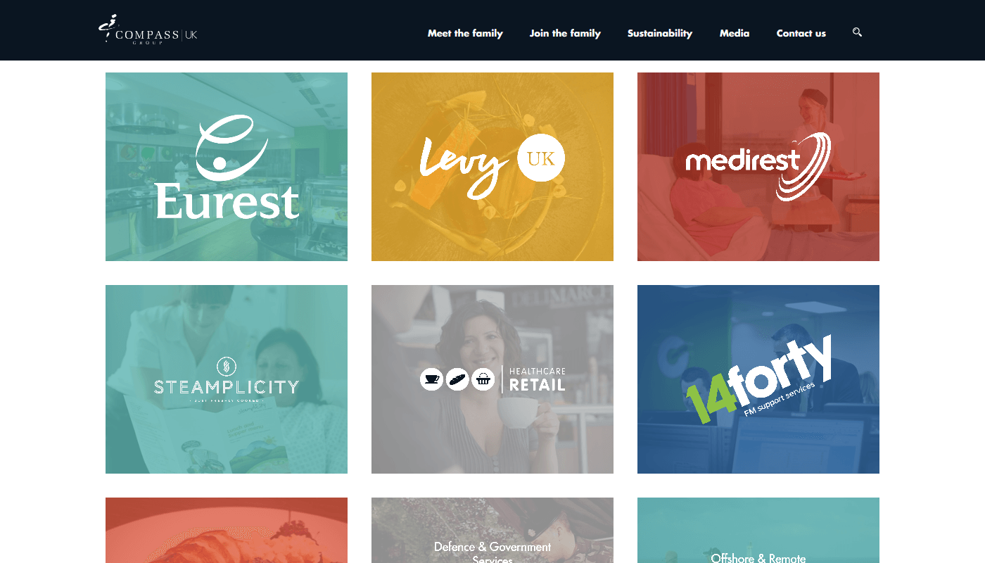 Screenshot of compass group uk Homepage