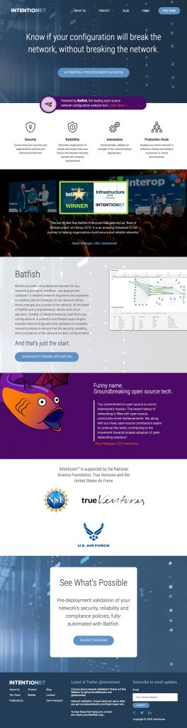 Screenshot of Intentionet homepage