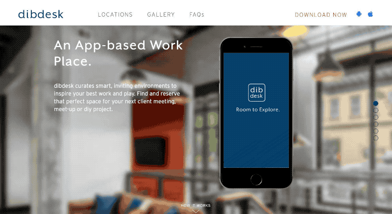 Screenshot of dibDesk homepage slideshow