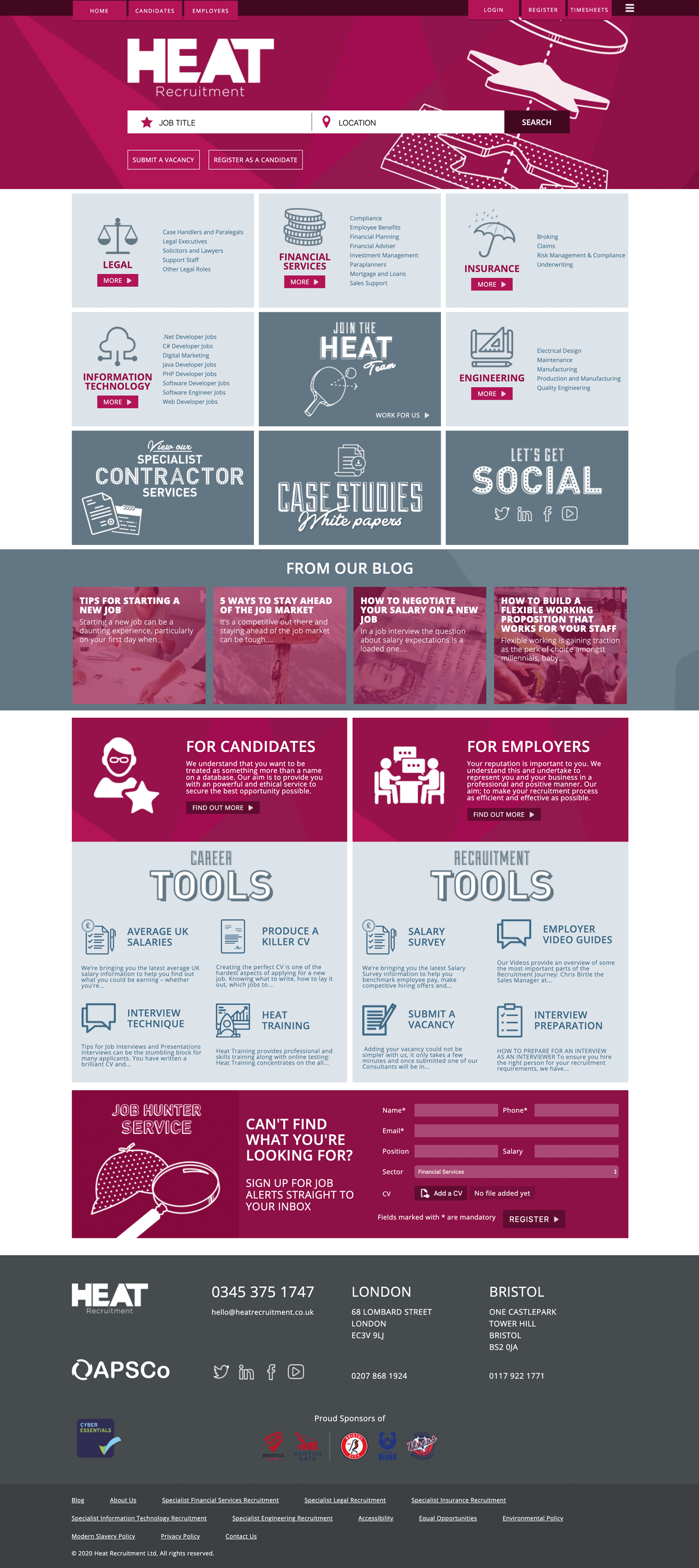 Screenshot of Heat Recruitment homepage