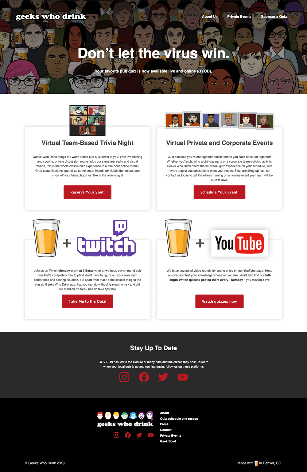 Screenshot of Geeks Who Drink Landing Page
