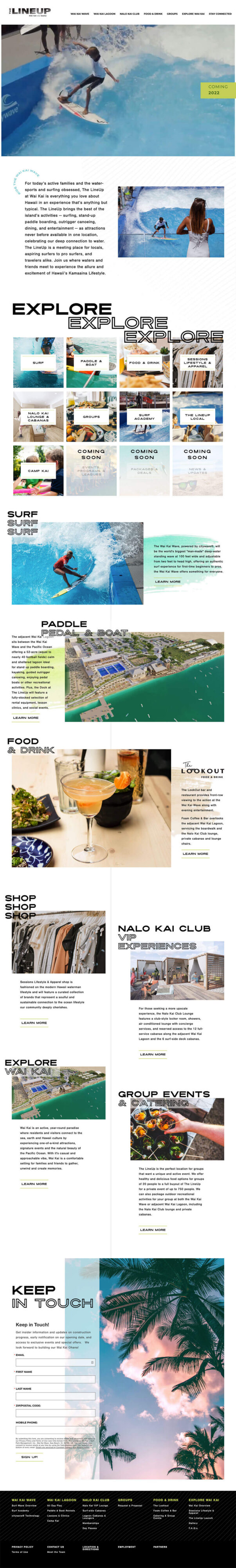 Screenshot of The LineUp homepage