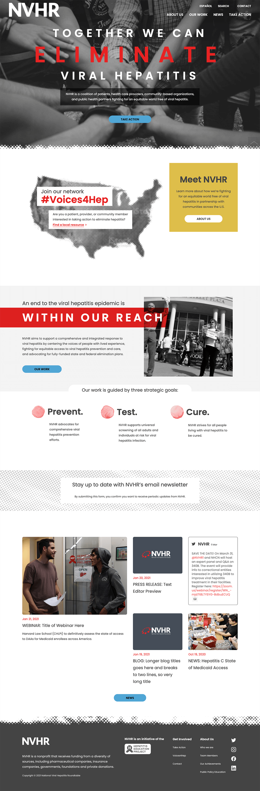 Screenshot of National Viral Hepatitis Roundtable (NVHR) homepage