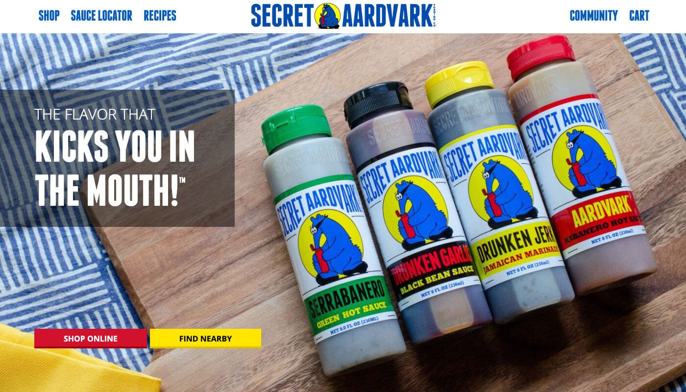 preview of secret aardvark home page