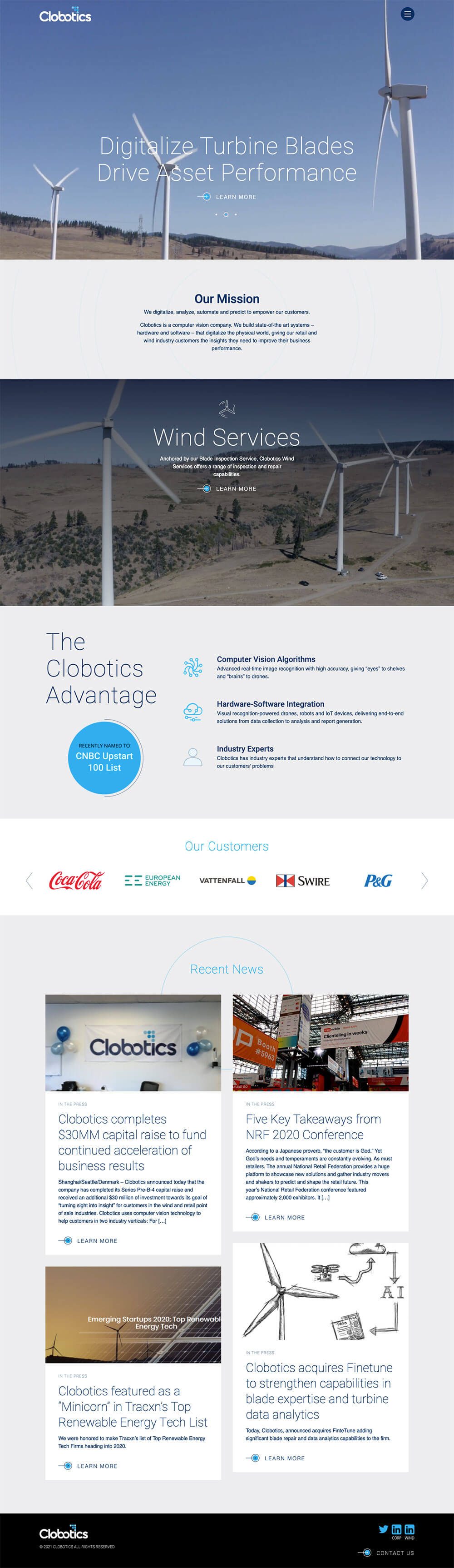 Screenshot of Clobotics homepage