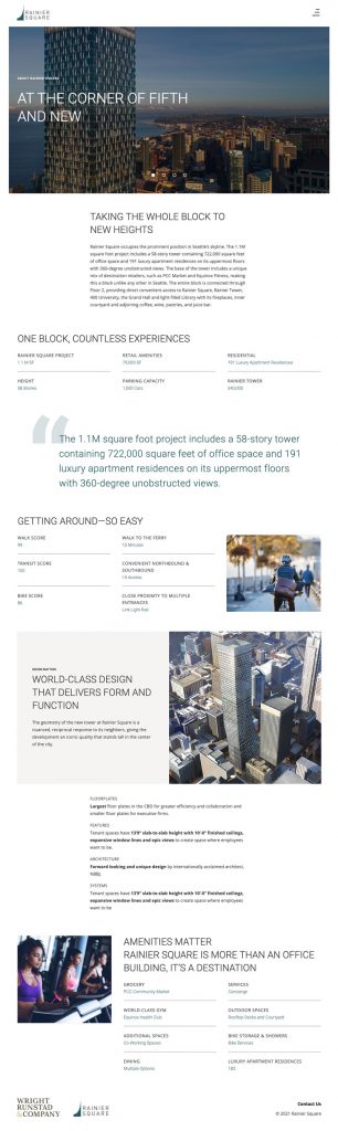 preview of rainier square website page