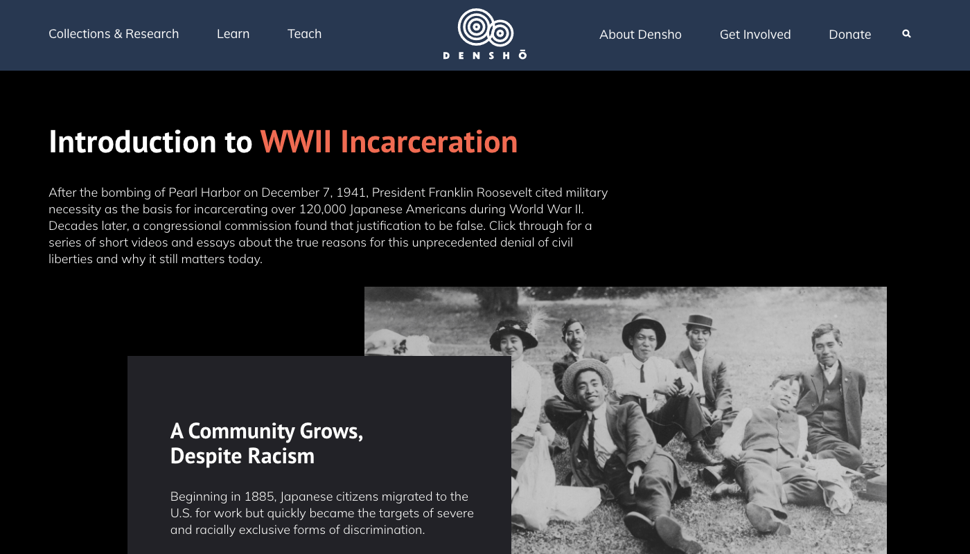 Preview of Densho Intro to WWII Incarceration page